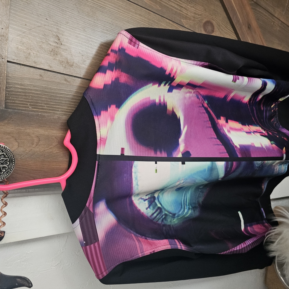 Vibrant Skull Graphic Track Jacket Bomber